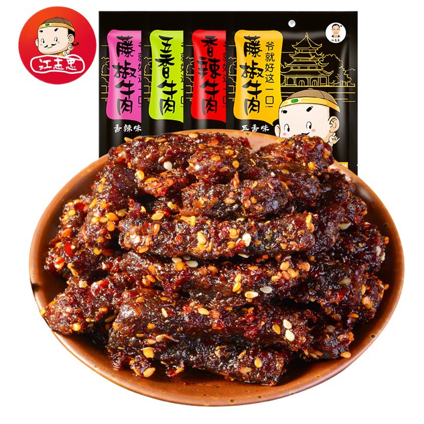 Острое вяленое мясо из говядины Цзян Чжижун, Острое говяжье мясо быстрого приготовления с пятью специями, Оптовая продажа знаменитых закусок из интернета, Закуски от фабрики-производителя