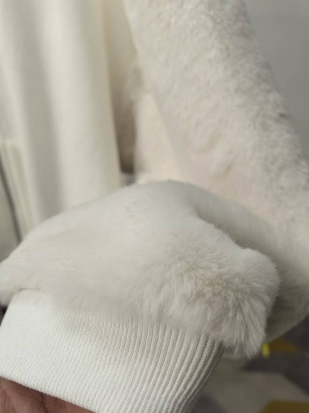 Winter Hooded Fleece lined Furry Sleeves Sweatshirt Women Idle Casual Loose Sleeve Length Cardigan Outerwear Top