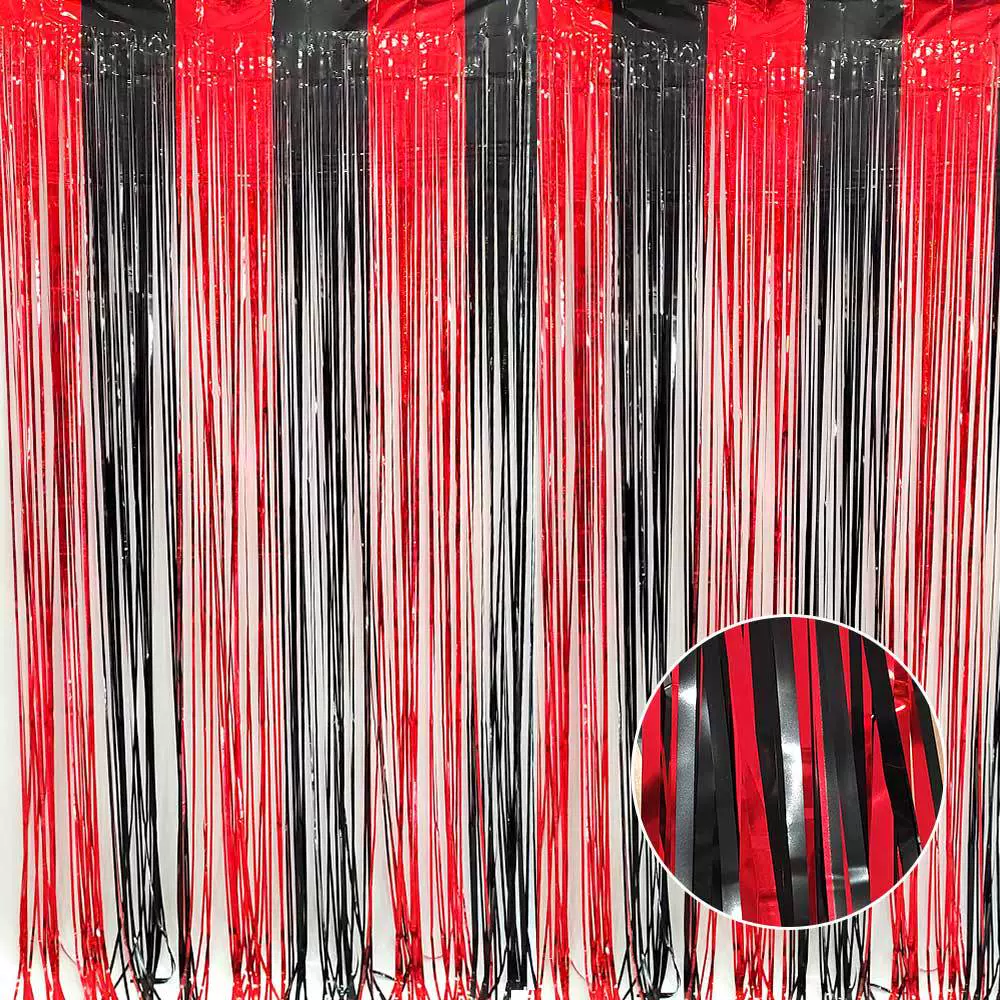 跨境双拼雨丝帘生日万圣节装饰派对用品婚礼舞台布置亮光雨丝门帘