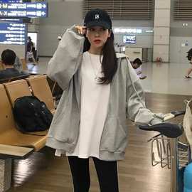 卫衣外套批发慵懒风连帽开衫女2025春秋简约休闲宽松百搭上衣批发
