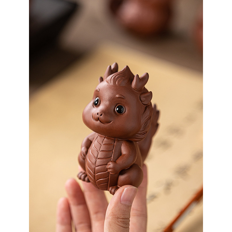 紫砂茶宠摆件精品可养卡通四大神兽招财 茶玩配件