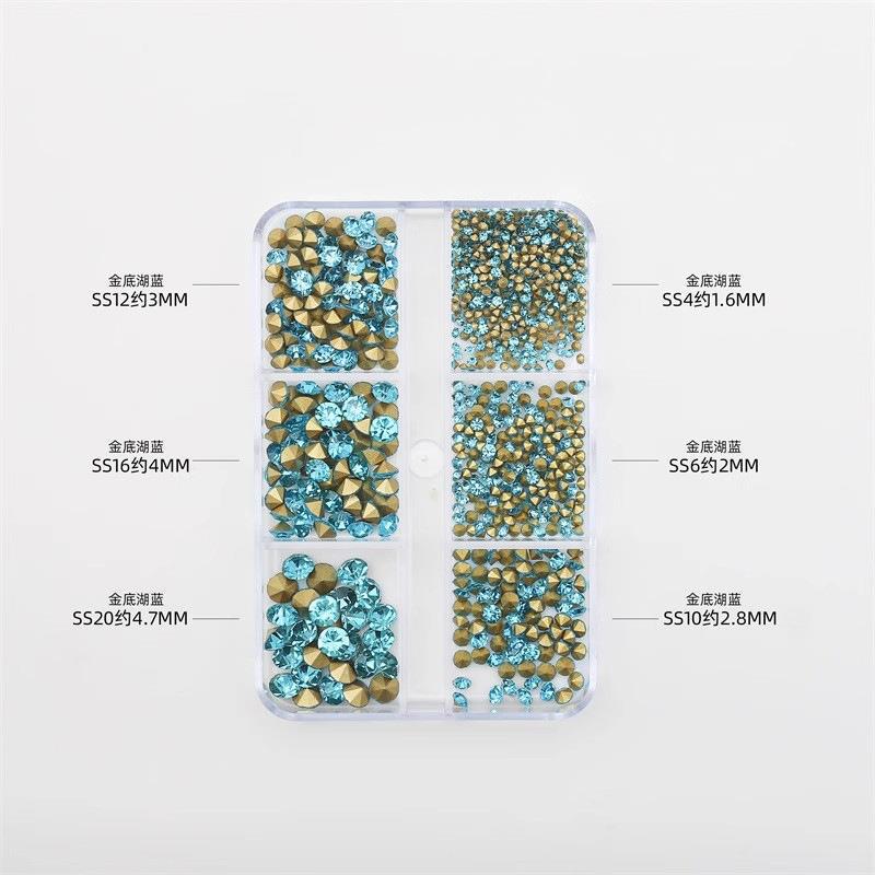 Joyería de uñas perla mixta semicírculo plano beige 12 rejilla en caja tamaño destacado redondo accesorios de uñas material