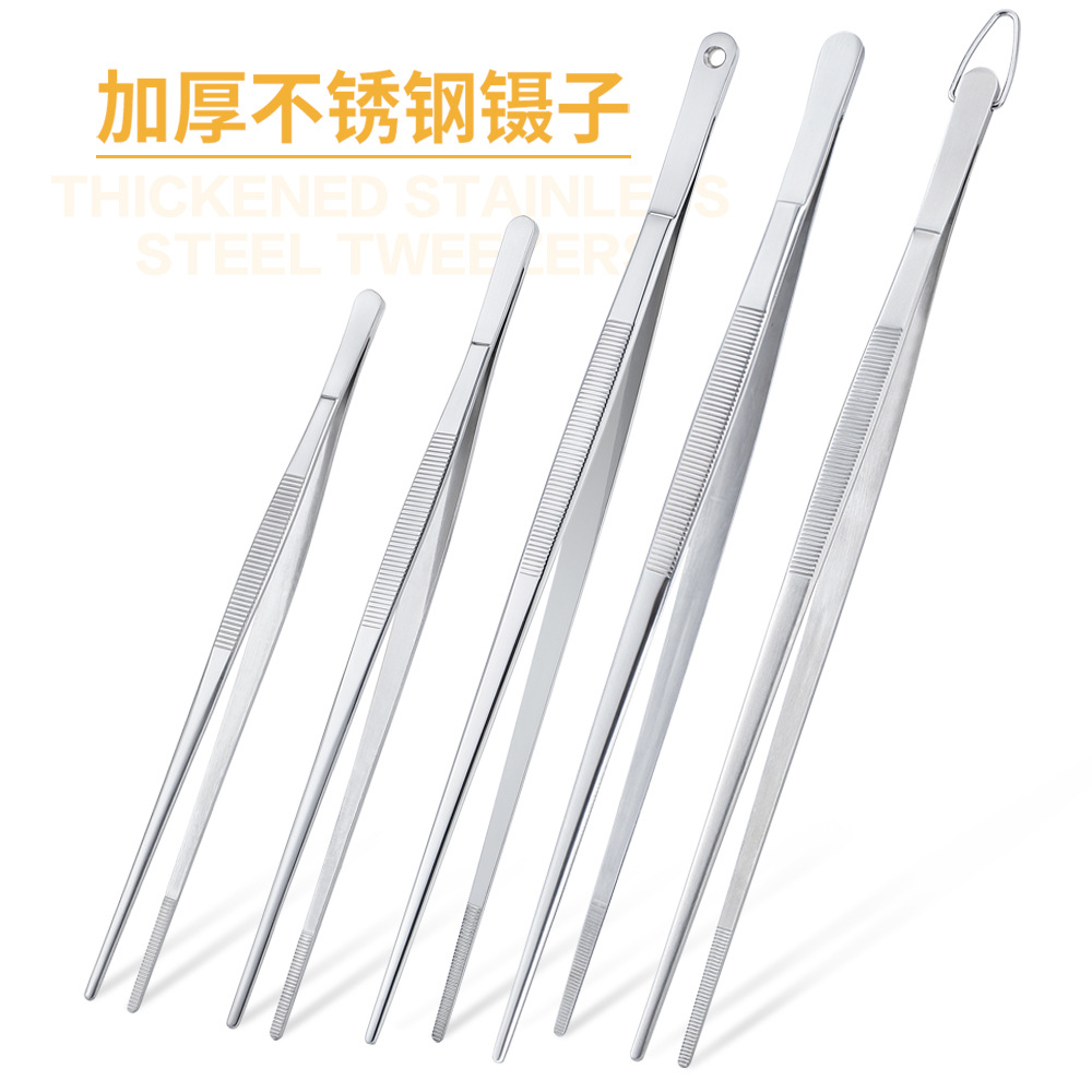 厂家批发不锈钢镊子夹医用镊子多用加厚挂钩园艺造景夹子鱼缸工具