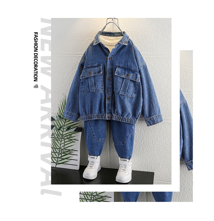 Besticktes Cowboy-Set für Jungen 2024 Frühlings- und Herbstkleidung, hübsches zweiteiliges Set mit trendiger Marke, mittelgroß und klein_voghion.com