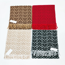 2025新款羊毛太阳笑脸双面围巾秋冬保暖羊毛提花围巾女时尚情侣潮