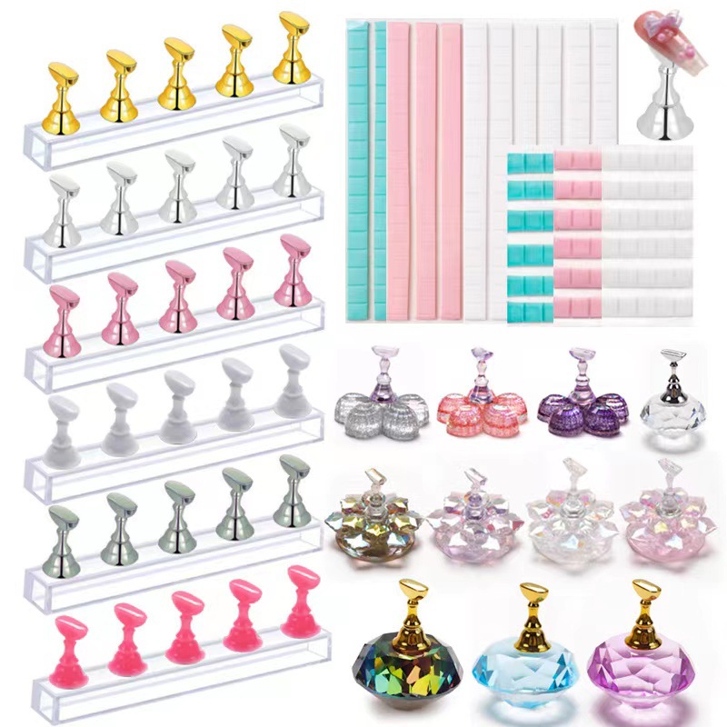 Práctica de uñas japonesa, soporte para uñas, soporte para uñas, base de diamante, piezas de uñas de arcilla, soporte para ejercicios de exhibición de trabajos de uñas de barro