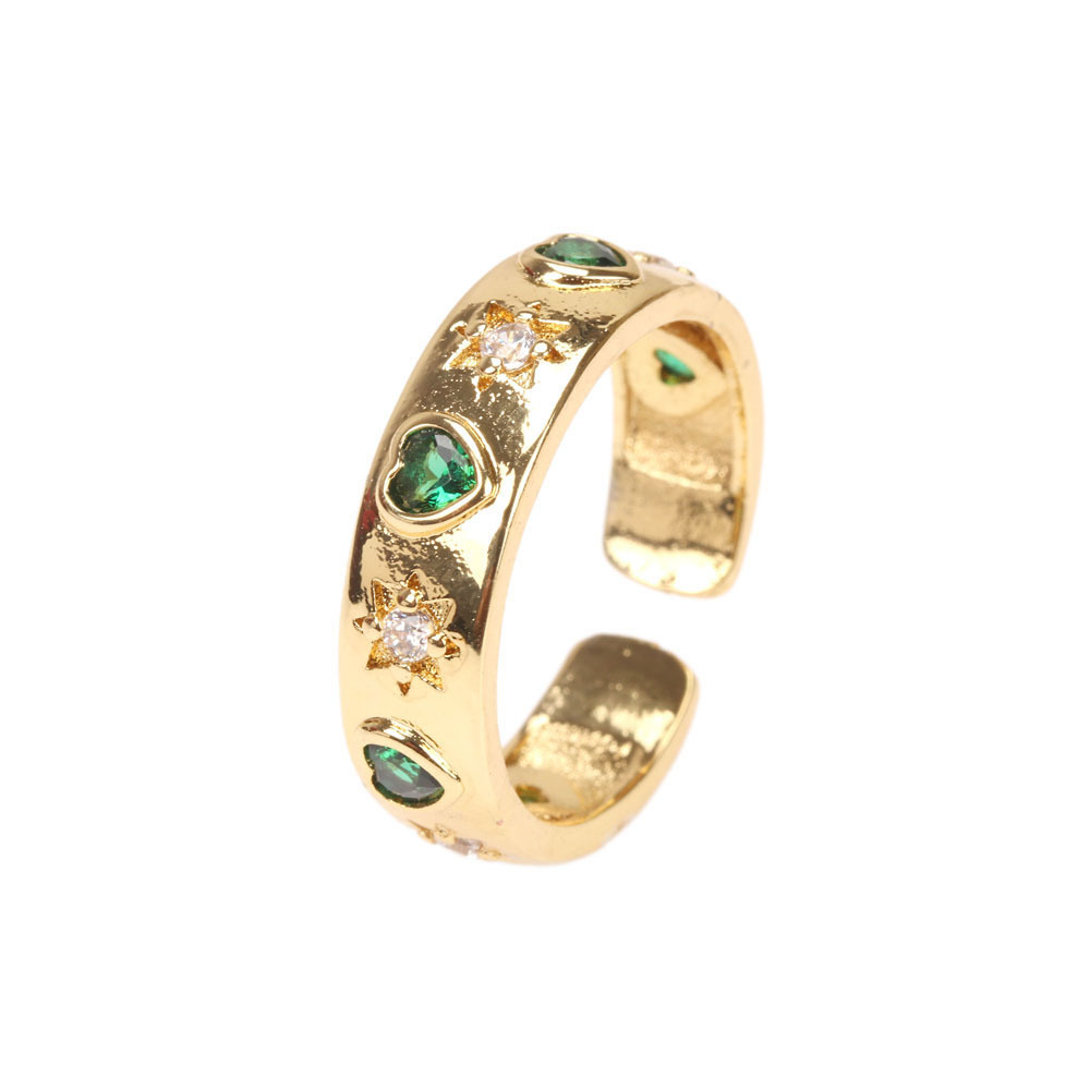 Fashion Elegant Emerald Zircon Geometric
copper Knuckle Ring Wholesale display picture 5