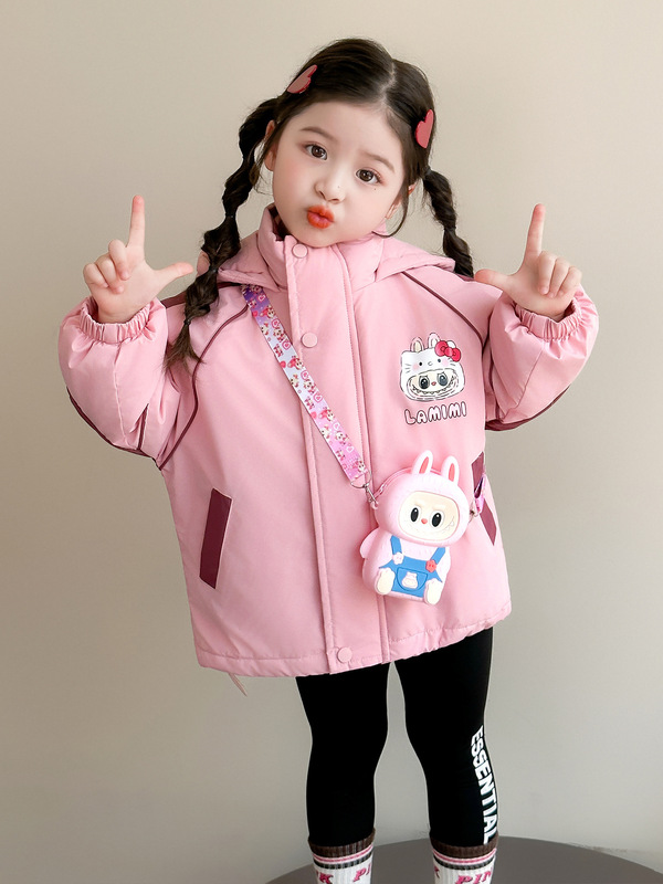 女童冲锋衣外套秋冬装新款儿童洋气加绒加厚棉服宝宝可拆卸三合一|undefined