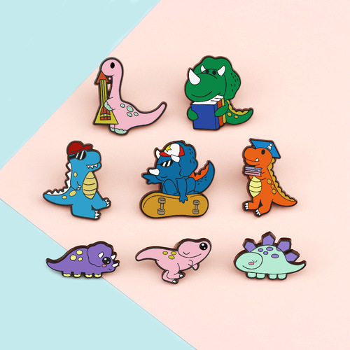 Funny and cute dinosaur brooch ins trendy men and women personalized metal badge collar pin bag decoration