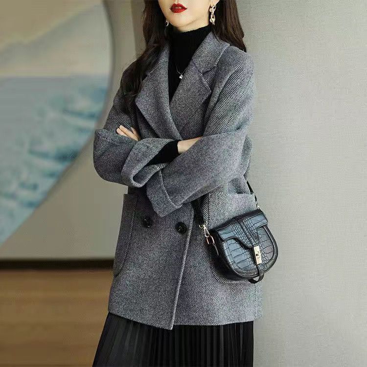 毛呢外套女2025秋冬季新款小个子加厚韩版修身气质中长款呢子大衣|undefined