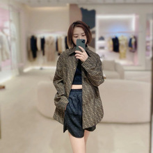 F 5806秋季新款胸前双口袋双F提花宽松隐形排扣翻领休闲夹克外套
