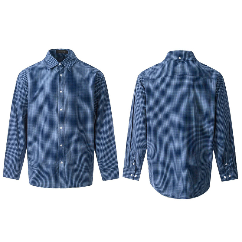 11Kn American Retro Blue Plaid Long-Sleeved Shirt for Men and Women in Autum Oversize Loose Casual Versatile Shirt