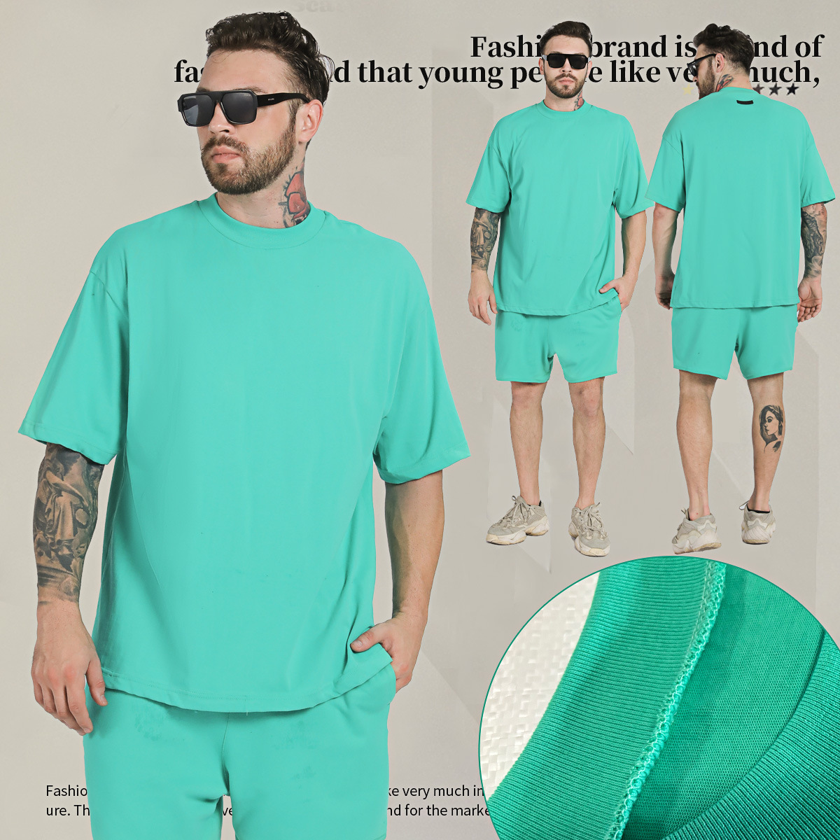 2024 primavera y verano ropa de hombre pesada marca de moda de manga corta adolescente suelta camiseta de hombre puro algodón ropa de mujer