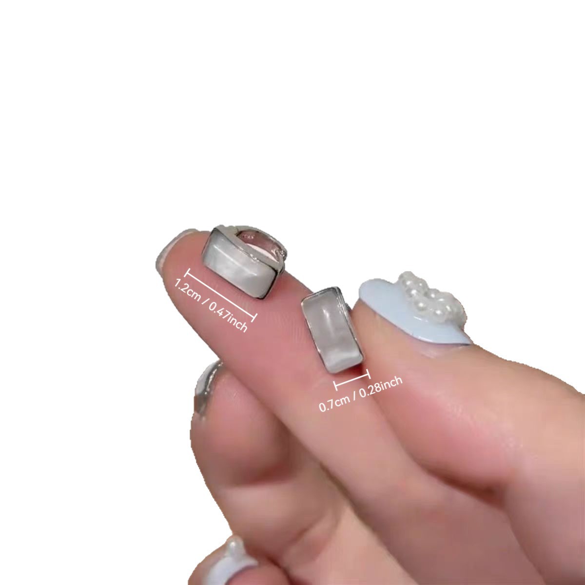 Clear Cat's Eye Stone Small Squar, Fresh And Minimalist Style, High-End For Women, Spring/Summer Elegant_voghion.com