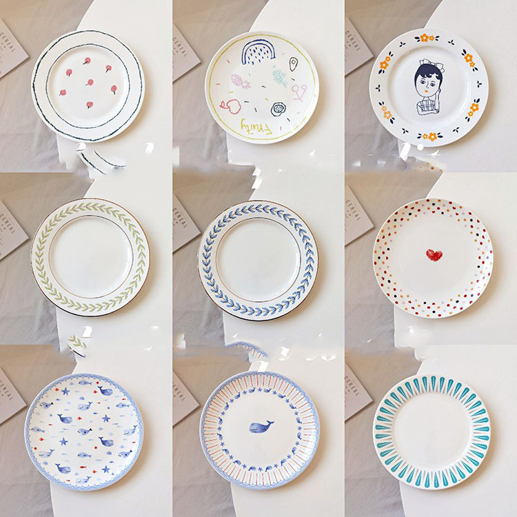 Placa de 8 pulgadas bajo vidriado vajilla hogar plato de pastelería plato de postre plato de pastel plato de fruta plato de ensalada