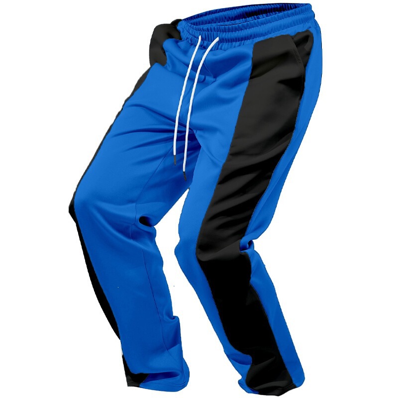 Cross-Border Foreign Trade American-Style Men's Patchwork Casual Sports Loose-Fitting Jogger Quick-Dry Color-Block Wide-Leg Pants