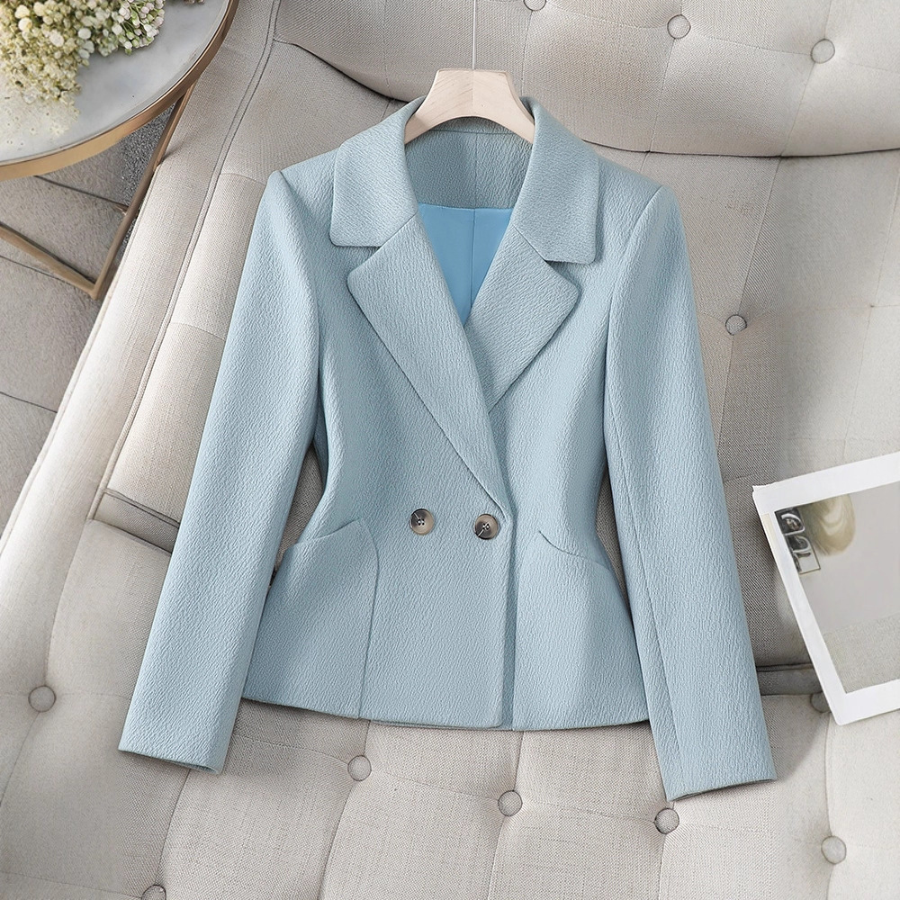 Brown Suit Jacket for Women Thickeneded Slim Fit High Quality 2025 New Autumn and Winter Formal Short Suit Top