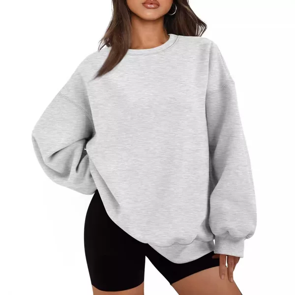 European and American 2024 Amazon Women's Oversized Sports Crewneck Pullover Casual Loose Comfortable Autumn and Winter Fashion Sweat