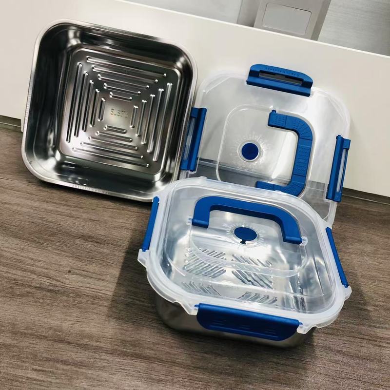 不锈钢方形保鲜盒家用冰箱食物冷冻冷鲜收纳盒户外露营带盖水果盒|undefined