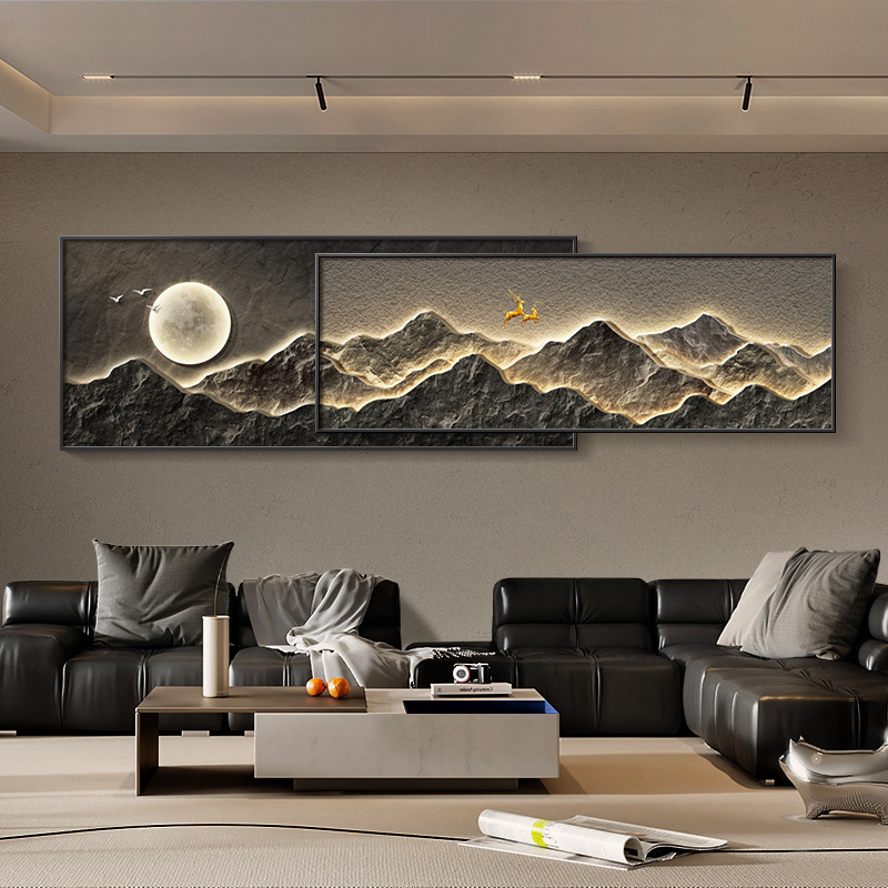 Modern Light Luxury Living Room Decorative Painting, Landscape Painting with a Backrest, Sofa Background Wall Mural, Overlay Hanging Painting