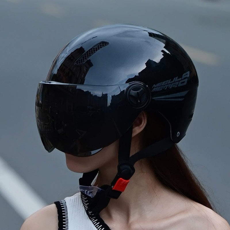 Dual-lens electric vehicle helmet, C national standard certified half helmet for motorcycles and electric scooters, sun-protective, stylish and cool summer hat for men and women, new