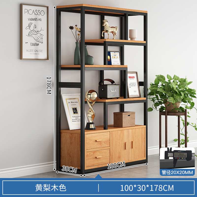 产品展示柜陈列柜博古架子铁艺书架一体靠墙办公室隔断置物柜货架|undefined
