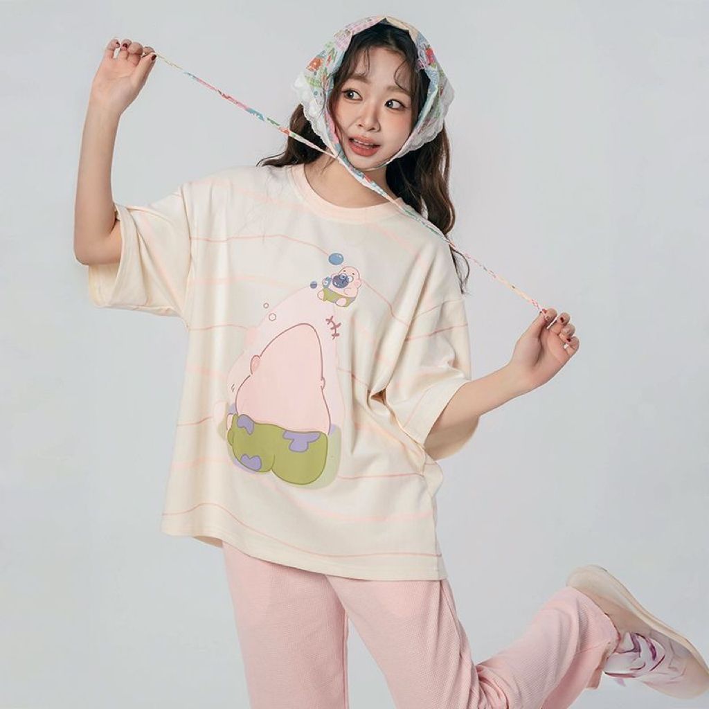 Pijamas de primavera y verano al por mayor transfronterizos, pantalones de manga corta para mujer, jersey de algodón de imitación, traje de servicio a domicilio de manga larga informal de gran tamaño suelto