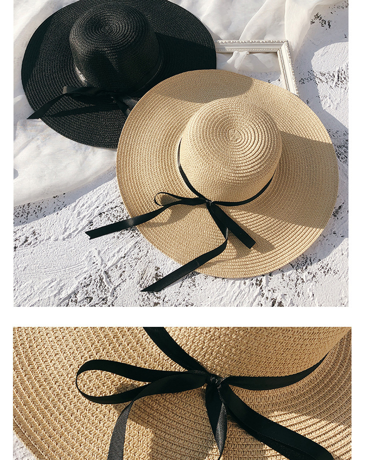 Women's Sweet Simple Style Color Block Wide Eaves Straw Hat display picture 2