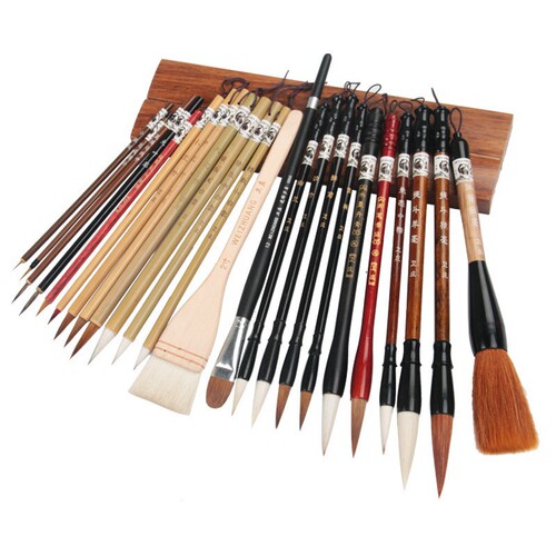 Manufacturer wholesale solid wood calligraphy and painting brush wolf hair and sheep hair beginners large, medium and small regular script Chinese painting calligraphy