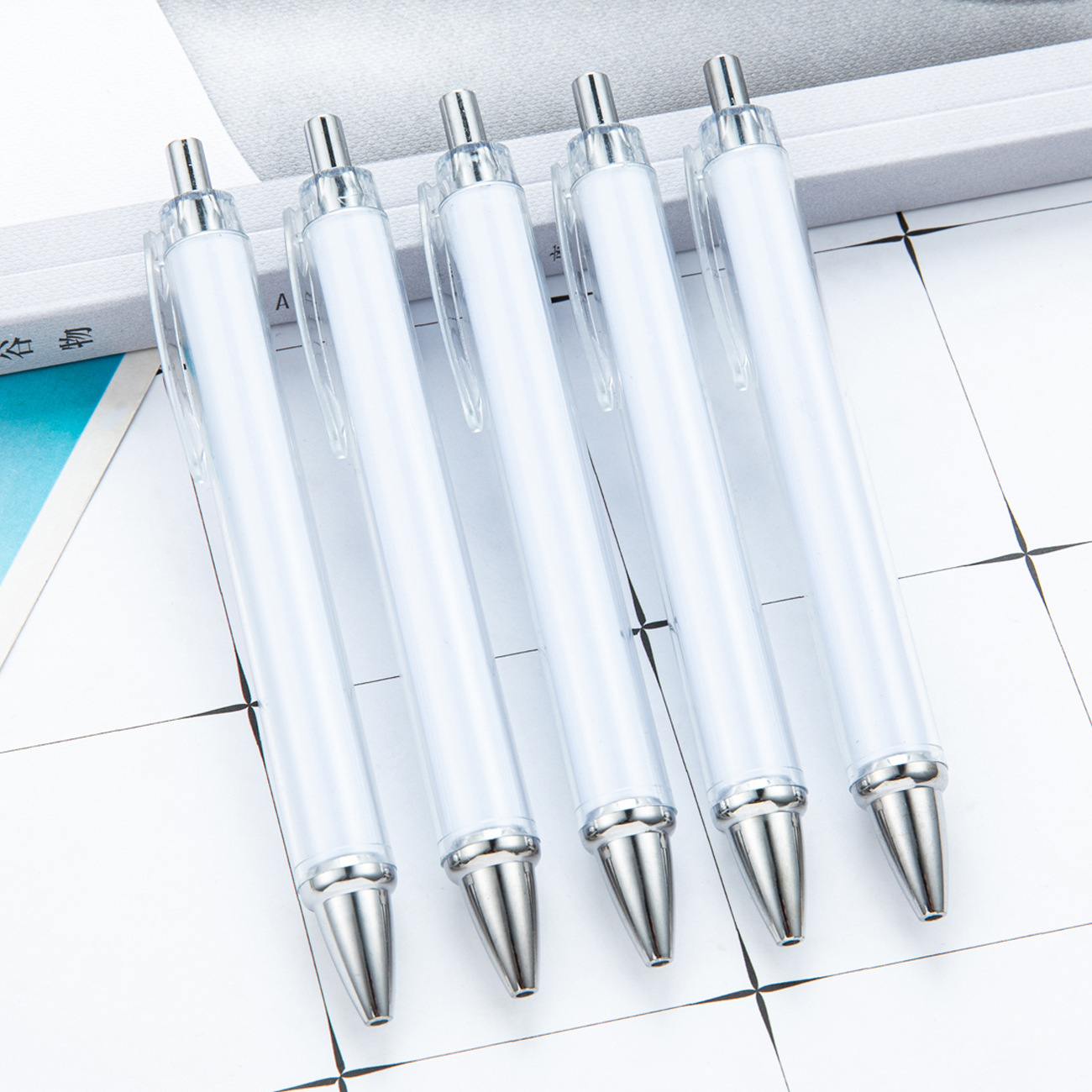 DIY Paper Roll White Pen with a Simple and Stylish Design, Refillable Ballpoint Pen with Paper Insert, High Aesthetic Value, Plastic Pen for Students, Wholesale