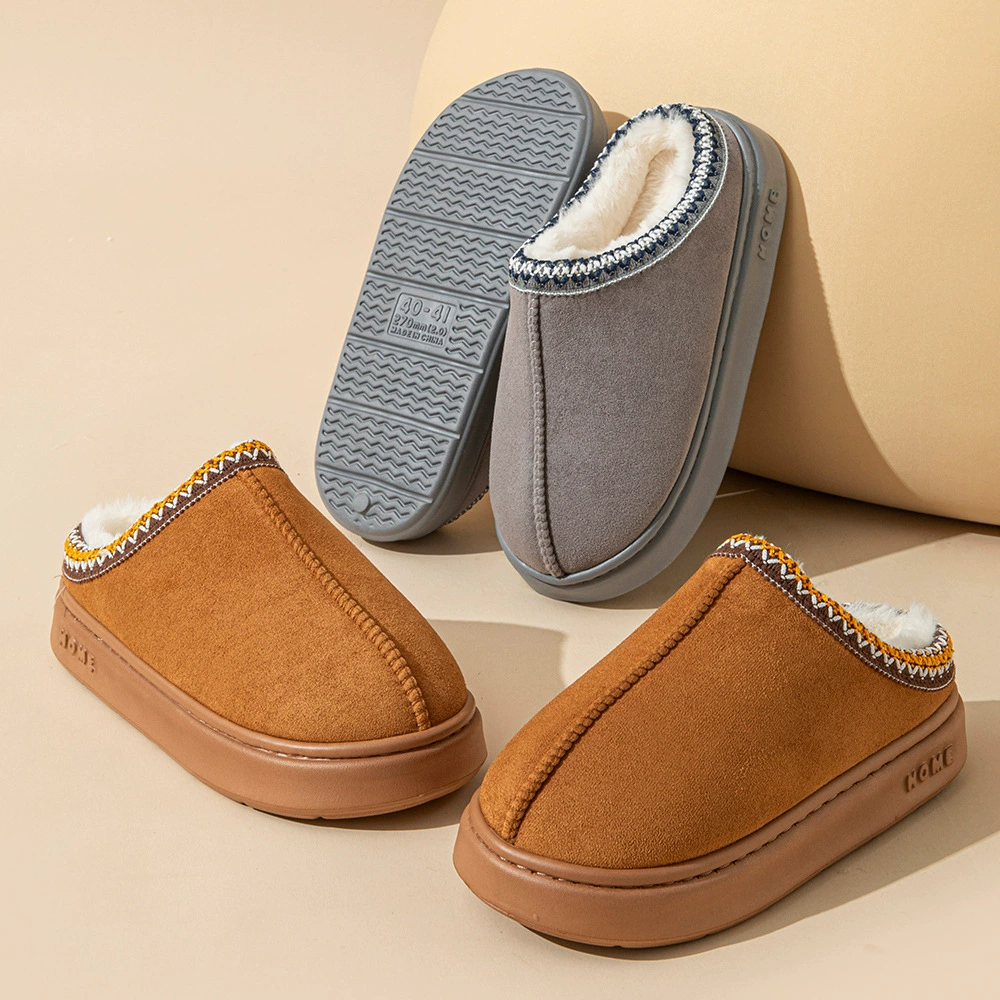Хлопчатобумажные тапочки женские зимние дома плюс бархатные теплые толстые подошвы