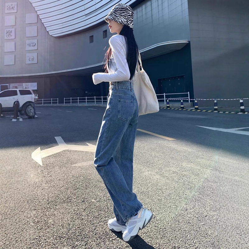 High Waist Loose Narrow Wide Leg Jeans Women's Spring and Autumn 2025 New Style Small Retro Straight Pants for Women High Waist Loose Narrow Wide Leg Jeans Women's Spring and Autumn 2025 New Style Small Retro Straight Pants for Women
