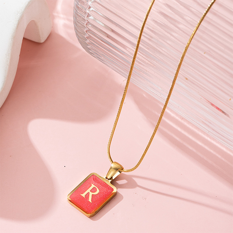 304 Stainless Steel Basic Modern Style Classic Style Enamel Geometric Letter Pendant Necklace display picture 21