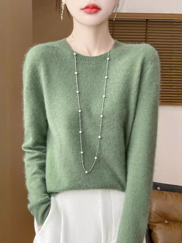 Seamless first-line ready-to-wear sweater, women's round collar pullover loose bottoming shirt, autumn and winter new pure color sweater, women's wholesale