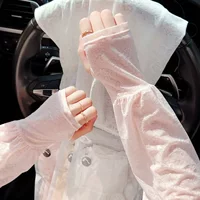 2025 Нежный стиль феи: кружевные солнцезащитные рукава, тонкие рукава для вождения, свободные рукава для женщин, рукава из ледяного шелка