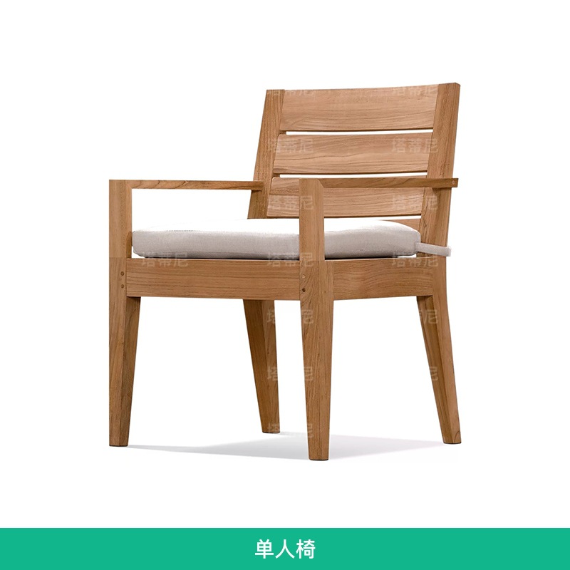 Mesa y sillas de patio al aire libre de alta gama terraza de jardín al aire libre impermeable a prueba de agua y protección solar de madera maciza mesa larga de hotel villa de madera