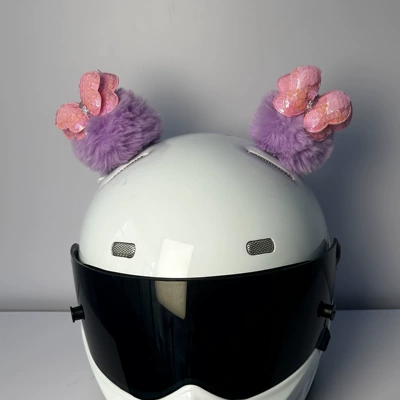 Motosiklet dəbilqələri Balls and Ears for Motorcycles - pink-purple