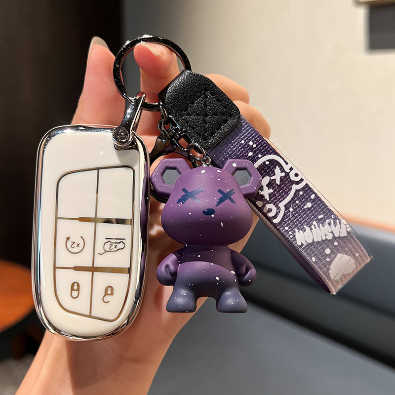 지프 A-스마트 4 키 [싱글 쉘 화이트] + 퍼플 베어 펜던트