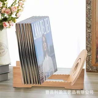 定制跨境木质置物架实木黑胶唱片CD展示置物架客厅桌面书籍展示架