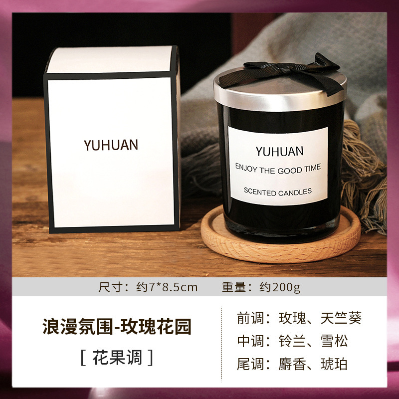 Aromaterapia vela fragancia romántica de la planta simple negro vidrio cera soja hogar Decoración interior mano regalo