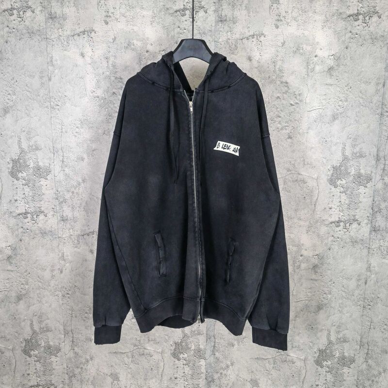 Ceiling Paris B Brand 26Ss New Model B Brand High-Quality White Tape Letter Zipper Hoodie Sweatshirt Ceiling Paris B Brand 26Ss New Model B Brand High-Quality White Tape Letter Zipper Hoodie Sweatshirt