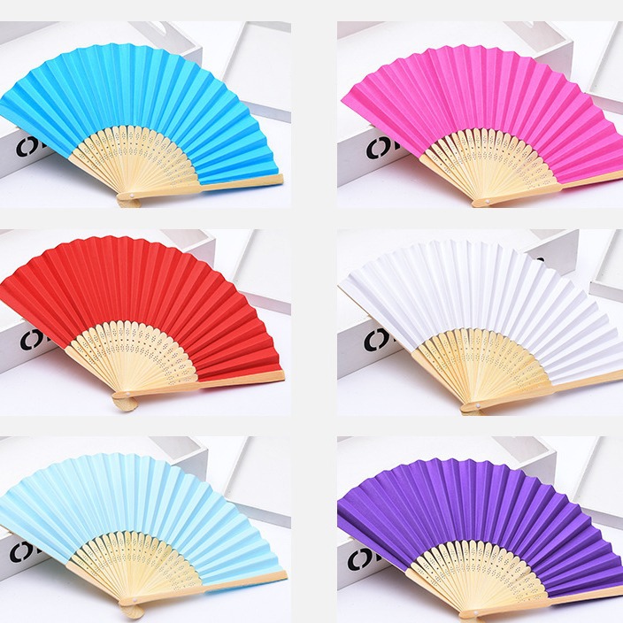 Transfronterizos niños dibujados a mano DIY juguetes ventilador artesanía al por mayor simple plegable pequeño ventilador de papel ventilador