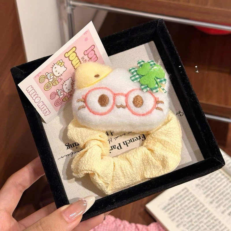 四叶草幸运小猫发圈时尚扎头发头绳甜美可爱丸子头不伤发马尾发绳|undefined