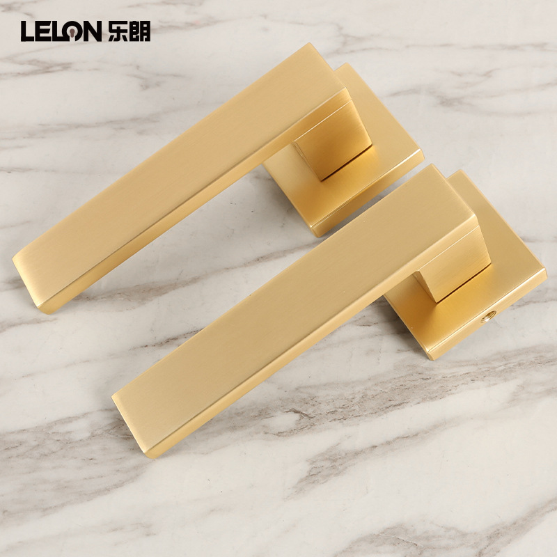 Mayorista transfronterizo italiano simple bloqueo silencioso de absorción cuadrado manija de separación puerta de madera dormitorio cerradura de puerta de absorción de baño