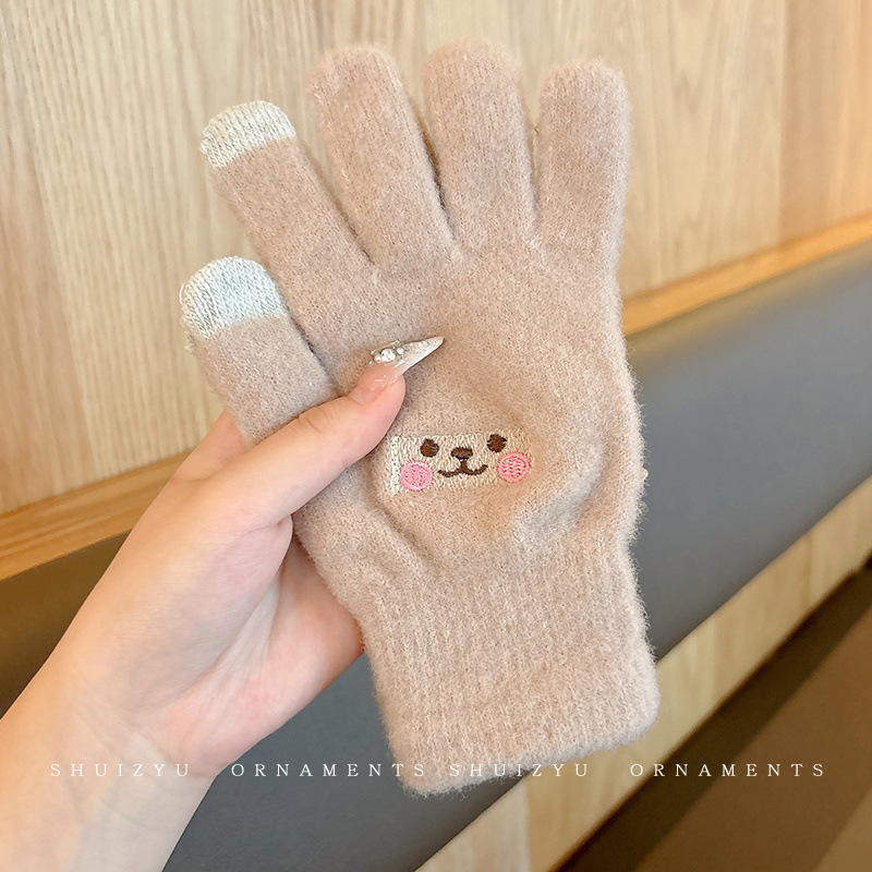 0-12 Guantes calientes de cinco dedos para niños niños y niñas de invierno de peluche de dedo para niñas