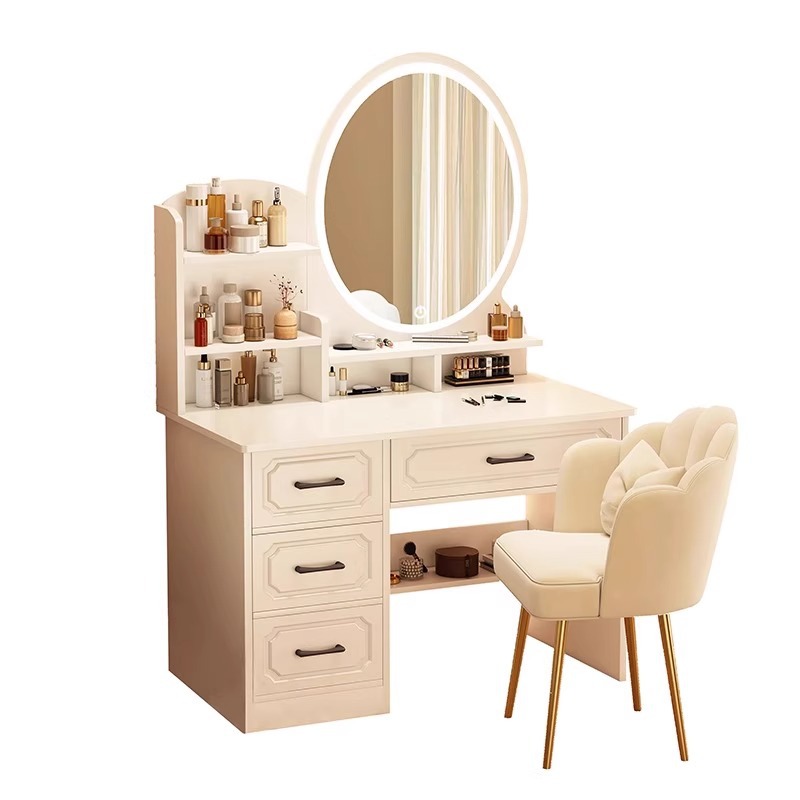 Tocador de estilo crema Dormitorio simple y moderno pequeño gabinete de maquillaje todo en uno 2024 nuevo escritorio de maquillaje tocador