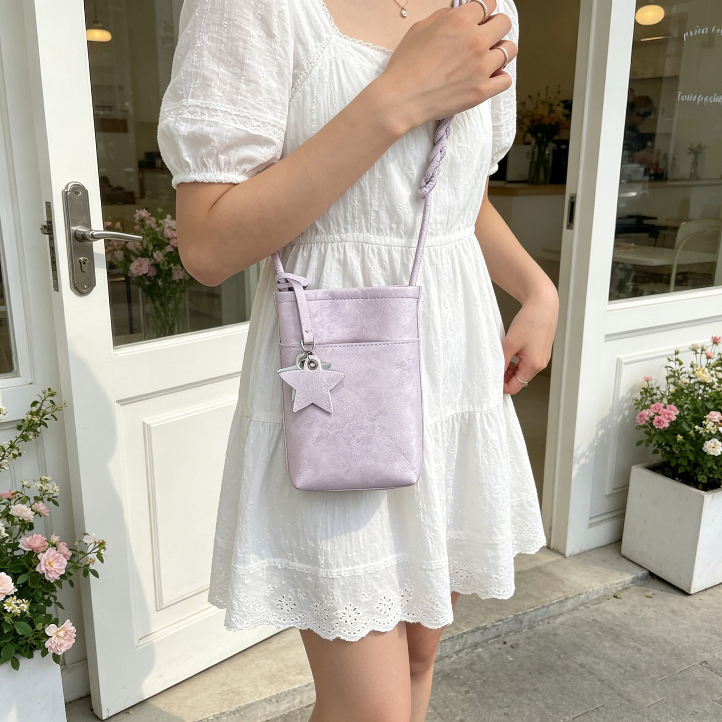 La versión coreana de nicho de color sólido bolso de teléfono móvil para mujeres 2026 verano nuevo pequeño y ligero bolso de hombro pequeño