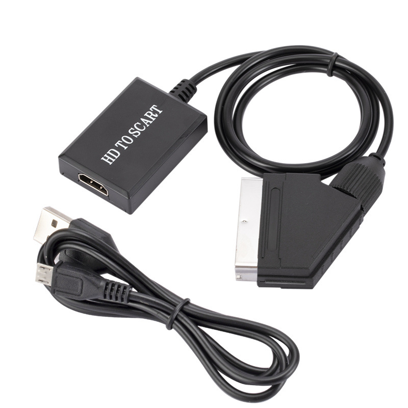 New HDMI to SCART converter, 1080P high-definition video adapter, HDMI to SCART adapter cable.