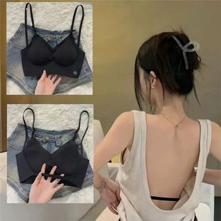 Beautiful Back Underwear Women's Small Chest Gathering Summer Thin One-piece Camisole Invisible Sexy U-shaped Backless Bra