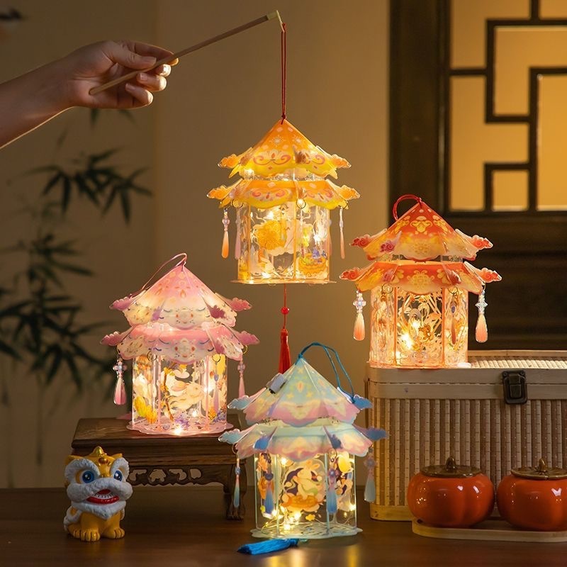 中秋节灯笼挂饰古风手工diy灯笼2025新款幼儿园儿童宫灯兔子花灯|undefined